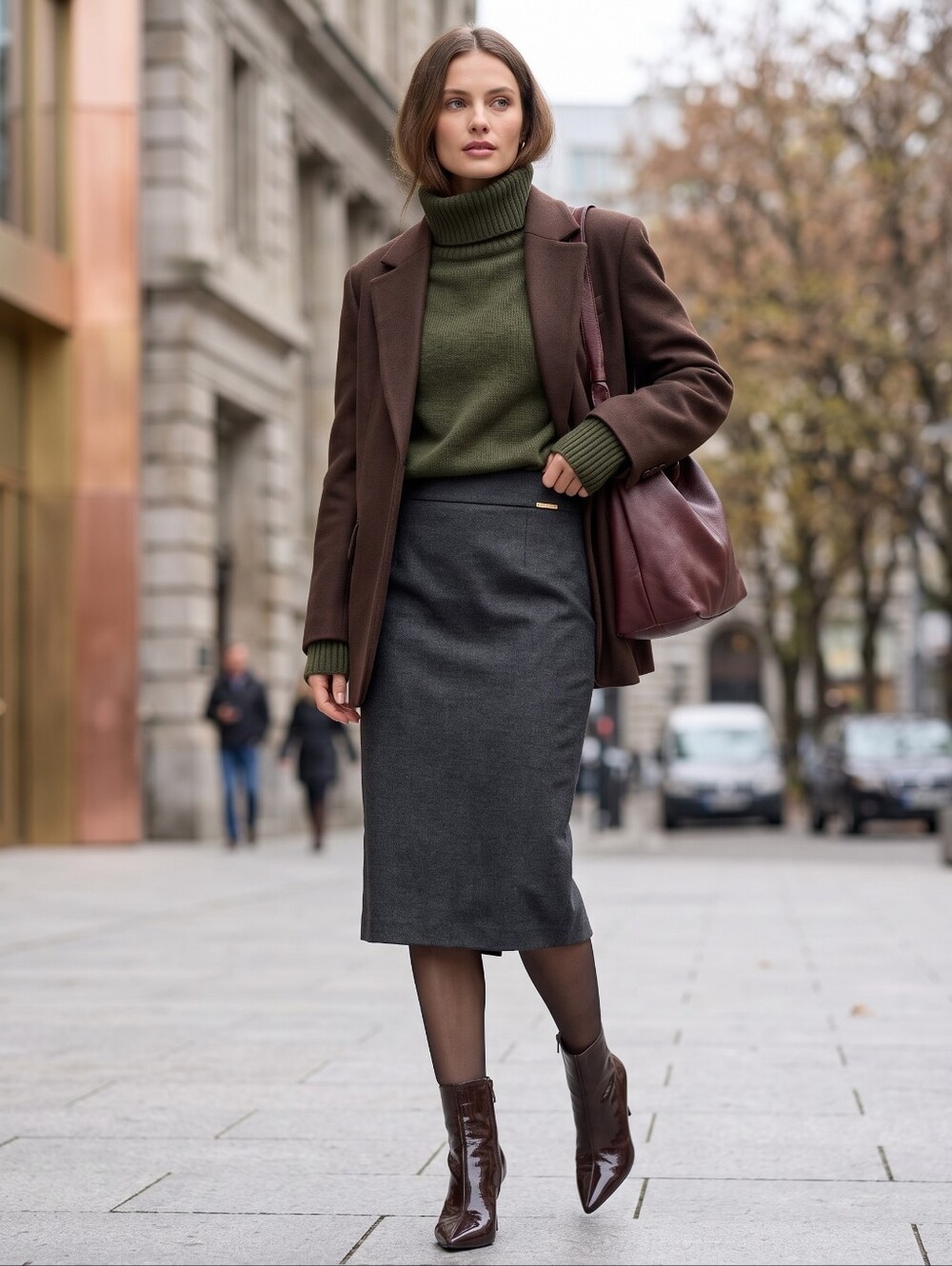 Italian Grey Pencil Skirt Dark Academia Office Siren Quiet Luxury Corpcore